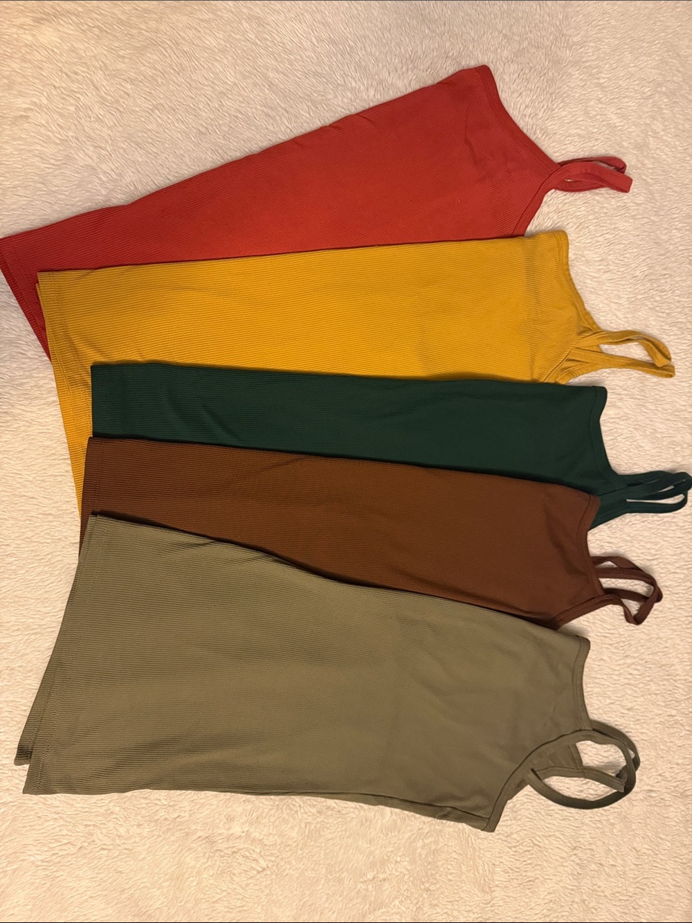 Ribbed Tank Top Bundle - Multicolor Solid Straps